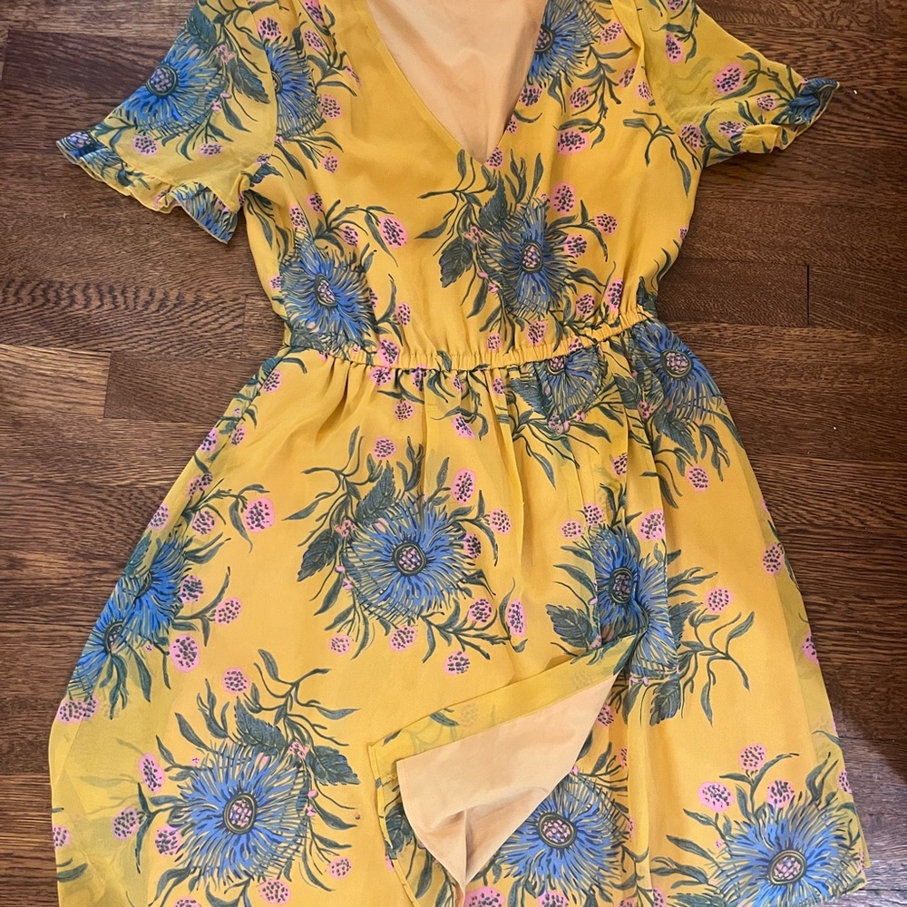 Madewell Yellow Floral Midi Dress